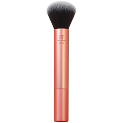 Real Techniques Everything Face Makeup Brush, Flawless Finish, Streak Free Makeup Application, For Foundation, & Powder Makeup Application, Fluffy Face Brush, Cruelty Free, 1 Count Orange