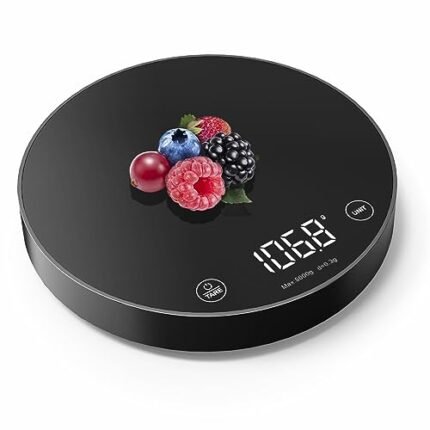 Rocyis Food Scale Digital Weight Grams 5KG/11lb Max Weight with 5 Units,0.1g/0.01oz Precise Graduation LED Display and Tare Function, Baking Scale for Weight Loss, Tempered Glass(Black)