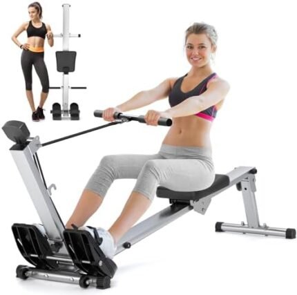 Rowing Machine for Home Use, Rowing Machine Foldable Rower with LCD Monitor & Comfortable Seat Cushion - 2023 Upgraded Version Row Machine, Hyper-Quiet & Smooth