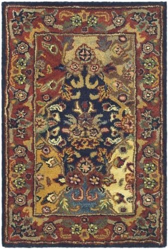 SAFAVIEH Heritage Collection Accent Rug - 2' x 3', Multi & Burgundy, Handmade Traditional Oriental Wool, Ideal for High Traffic Areas in Entryway, Living Room, Bedroom (HG911A)