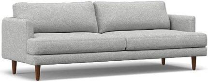 SIMPLIHOME Livingston Mid-Century Modern 90 Inch Wide Sofa in Mist Grey Woven-Blend Fabric, For the Living Room and Family Room