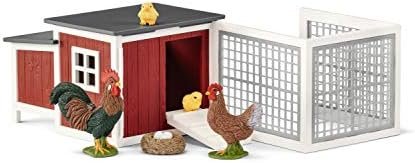 Schleich Farm World Chicken Coop Farm and Animal Figurine Playset - 8-Piece Animal Figurines Set with 2 Hens, 2 Chicks, and Nest with Chicken Coop, Imaginative Fun at The Farm Gifts for Kids Ages 3+