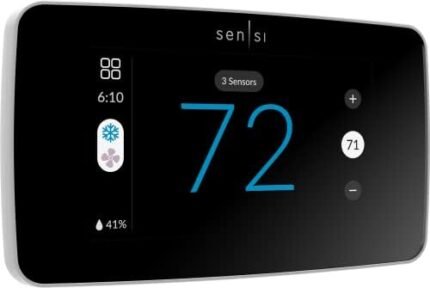 Sensi Touch 2 Smart Thermostat with Touchscreen Color Display, Programmable, Wi-Fi, Data Privacy, Mobile App, Easy DIY, Works with Alexa, Energy Star Certified, ST76W, C-Wire Required, NEW FOR 2023