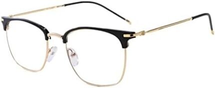 Shiratori Vintage Retro Half Frame Horn Rimmed Optics 43mm Clear Lens Glasses