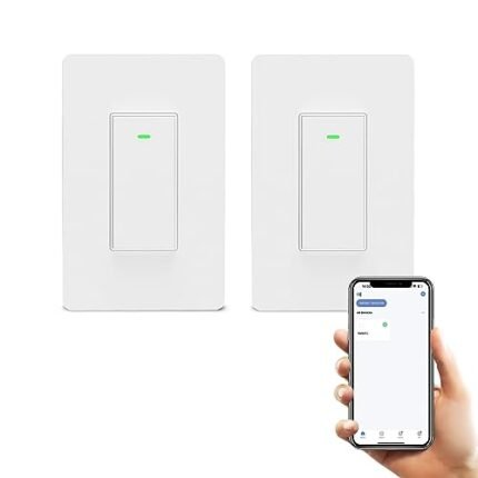 Smart Light Switch 2 Pack(Button), Double Smart WiFi Light Switches, Smart Switch Compatible with Alexa and Google Home, Remote Control Light Switch，Neutral Wire Needed ， No hub Required