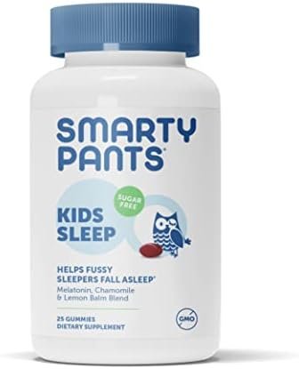 SmartyPants Kids Melatonin Gummies: Sugar Free Sleep Aid with Melatonin, Chamomile & Lemon Balm, Vegan, Gluten Free, Erythritol Free, Watermelon Flavor, 25 Count