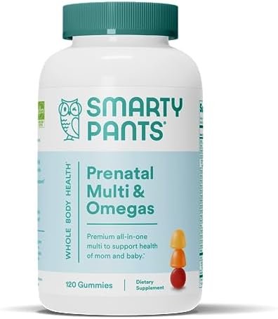 SmartyPants Prenatal Vitamins for Women, Multivitamin Gummies: Omega 3 Fish Oil (EPA/DHA), Biotin, Methylfolate, Vitamin D3, C, Vitamin B12, B6, Vitamin A, K & Zinc, 120 Count (30 Day Supply)