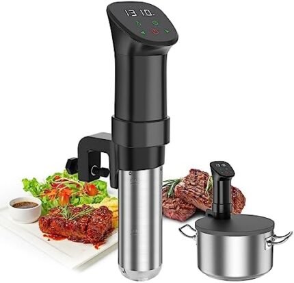 Sous Vide Machine-Suvee Cooker-Rocyis Sous Vide Kit with Lid, Recipes-1000W Fast Heating Immersion Circulator/Accurate Temperature and Timer/Digital Touch Screen, Stainless Steel (US Standard)