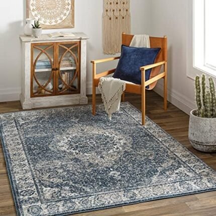 Surya Davaro Traditional Medallion Area Rug,7'10" x 10',Navy