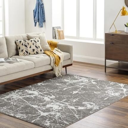 Surya Modern Alder Washable Area Rug, 1'11" x 3'9" (2' x 4'), Dark Gray