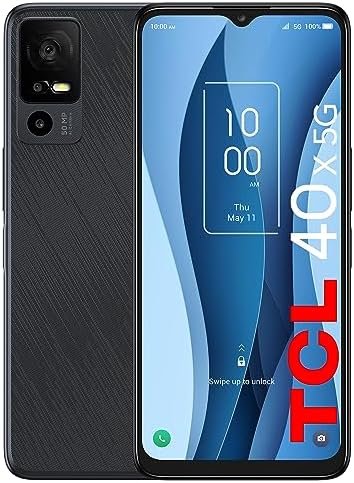 TCL 40 X 5G Unlocked Cell Phone, 5G Android 13 Unlocked Phone, 5000 mAh Smartphone, 50MP Main Camera, 6.56 Inch Mobile Phone, 64GB ROM up to 1TB with Micro SD Card (Sold Separately), U.S. Version