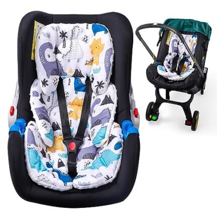 THE KENKYO Infant Car Seat Insert, Minky Dot Carseat Head & Body Support for Newborn, 2-in-1 Reversible Baby Car Seat Cushion, Soft Stroller Cushion Insert for Bouncer Swing