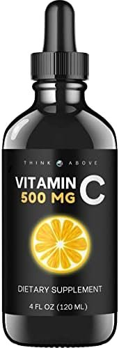 Think Above Liquid Vitamin C - High Dose - Vitamin C Drops - for Adults and Kids - 500 mg - Liquid VIT C - Non GMO - Vitamin C Liquid Supplement (4 fl oz 120 ml)