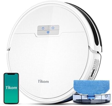 Tikom Robot Vacuum and Mop Combo 2 in 1, 4500Pa Strong Suction, G8000 Pro Robotic Vacuum Cleaner, 150mins Max, Wi-Fi, Self-Charging, Good for Carpet, Hard Floor