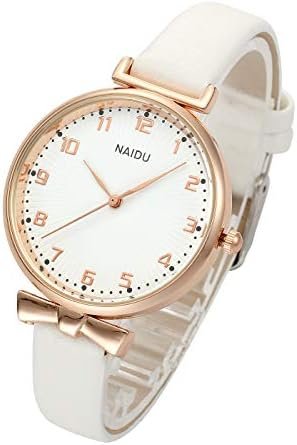 Top Plaza Womens Ladies Classic Simple Leather Analog Quartz Wrist Watch Rose Gold Case Arabic Numerals Casual Dress Watches