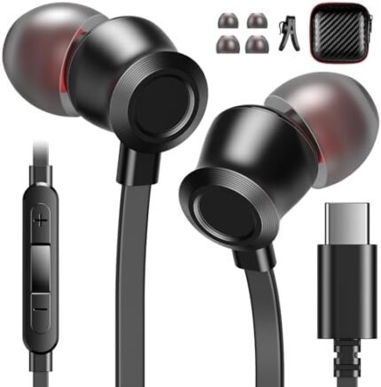 USB C Headphones Wired Earbuds for iPhone 15 Pro Max in-Ear Noise Canceling Type C Earphones Microphone Volume Control for Google Pixel 8 Pro Samsung S24 Ultra S23 FE Z Flip Fold 5 iPad Air iPhone 15