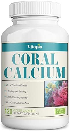 Vitapia Coral Calcium 1000mg - Supports Healthy Bone & Healthy PH Levels* - Vegan Friendly, Non GMO and Gluten Free - 120 Veggie Capsules