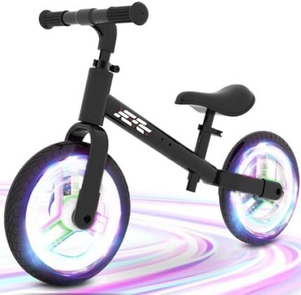 WETIFY Colorful Lighting Balance Bike 2 Year Old, 2-5 Year Old Toddler Balance Bike, No Pedal Bikes with Adjustable Handlebar & Seat, 2 3 4 5 Year Old Boy Girls Birthday Gifts Toys.