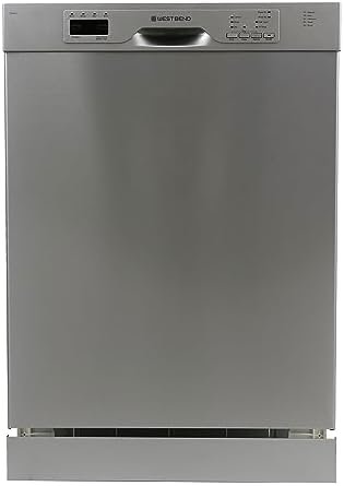 West Bend WB120BDWVSS Dishwasher 24-Inch Built in with 3 Wash Options and Automatic Cycles, Stainless Steel Construction with Electronic Control LED Display, Low Noise Rating, Metallic