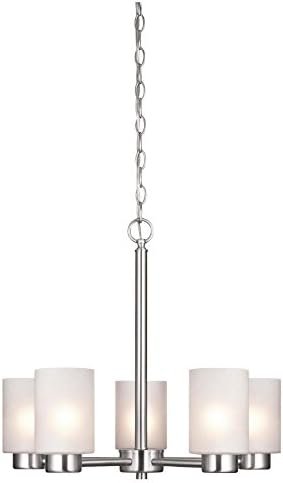 Westinghouse Lighting 6227400 Sylvestre Five-Light Interior Chandelier, Brushed Nickel Finish with Frosted Seeded Glass, 5