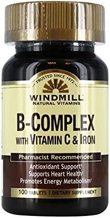 Windmill B-Complex Tablets with Vitamin C and Iron Supplement - 100 Ea