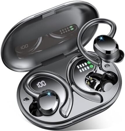 Wireless Earbuds Bluetooth Headphone Sport, 2023 Bluetooth 5.3 Earbud 14.2mm Driver Stereo Over Ear Buds, 48Hrs Earphone with Earhooks, Noise Cancelling Mic, IP7 Waterproof Headset for Workout/Running