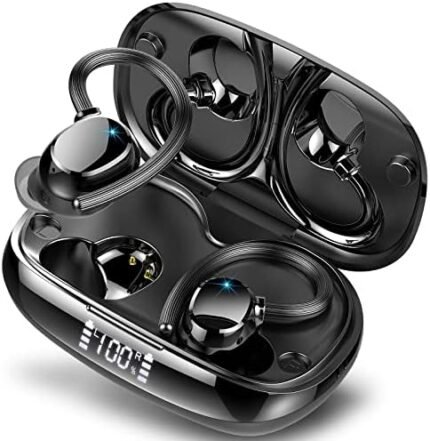 Wireless Earbuds, HiFi Stereo Sport Bluetooth 5.3 in-Ear Headphones with Earhooks, 48H Deep Bass, LED Display, Noise Cancelling, IP7 Waterproof Earphones Built-in Microphone for Running