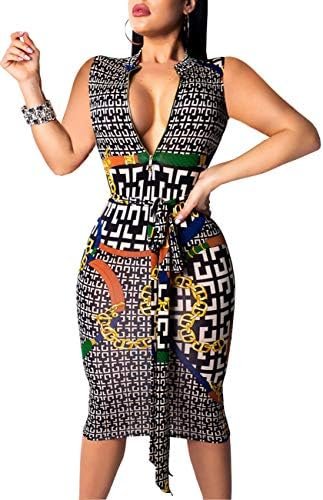 Women Sexy Dresses Bodycon Church 3/4 Sleeve African Print Pencil Party Office Dress Work with Split