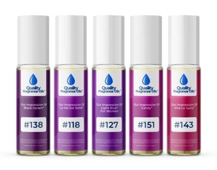 Women's Top 5 Perfume Oil Impressions 2022 (Generic Versions of Designer Fragrance) Sampler Gift Set of 5 10.35ml Roll-ons