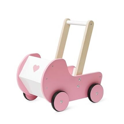 Woodenland Baby Push Walker Toys, Toddler Walking Wooden Toy, 2-in-1 Multi-Functional Push Walker for Infant/Child, 4 Wheel Wooden Baby Walker Toy for Girls Boys