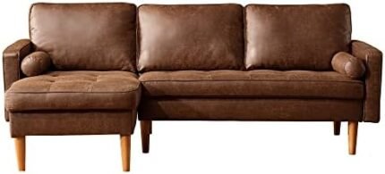 XIZZI L Shaped Sofa Convertible Sectional Sofa 3-Seat Couch with Chaise for Living Room,L Shaped 83 inches Dark Brown