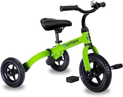 XPIY Tricycle for Toddlers Age 2-5 Years Old, 3 in 1 Folding Toddler Bike for Boys and Girls, Kids' Bike Trike with Detachable Pedal and Adjustable Seat (Green)