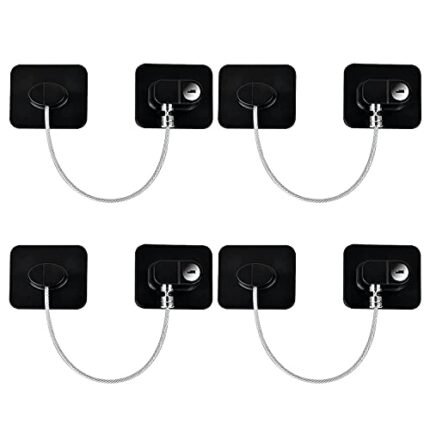 YEYA Refrigerator Lock, Baby Proof Cabinet Locks with Keys, Child Safety Locks for Cabinets 4 Pack