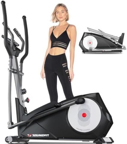 YOUNGFIT Elliptical Machine, 95% Pre-Installed Elliptical Exercise Machine Trainer with 22 Resistance Levels Hyper-Quiet Magnetic Driving System, Workout Equipment Eliptical Home Gym