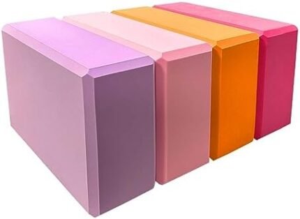 Yoga Blocks 4 Pack - Premium EVA Foam Bricks for Pilates Workout, Stretching, Meditation - Yoga Brick for Flexibility, Balance, Spine Strength, Non-slip and Lightweight Exercise Blocks