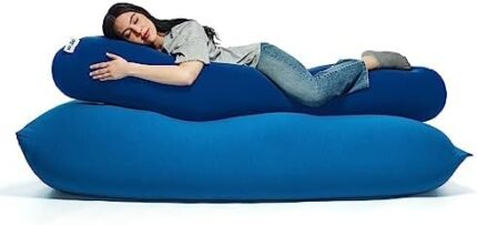 Yogibo Roll Long Full Body Pillow for Women and Men, Adults, for Back, Lumbar, Body Support, Side Sleeper, Maternity, Nursing, Pregnancy for Sleeping, Micro-Bead Filling, Blue