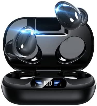 ZUFUPU Wireless Earbuds Bluetooth 5.3 Headphones 48H Playback LED Power Display Earphones IPX7 Waterproof in-Ear Earbuds with Mic for TV Smart Phone Computer Laptop Sports (Black)