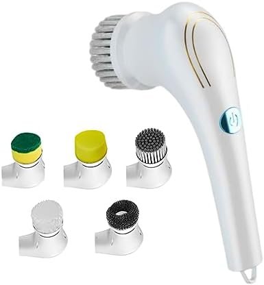 ZZ Life Electric Scrubber, Handheld Cleaning Brush, Includes 5 Replaceable Heads, Bathroom, Kitchen, Floor, Dish, Shoe, Glass - Multifunctional Home Accessory