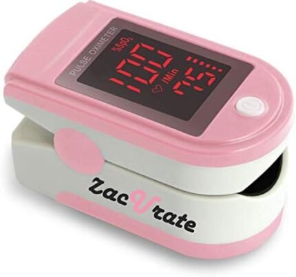 Zacurate Pro Series 500DL Fingertip Pulse Oximeter Blood Oxygen Saturation Monitor with Silicone Cover, Batteries and Lanyard (Blushing Pink)