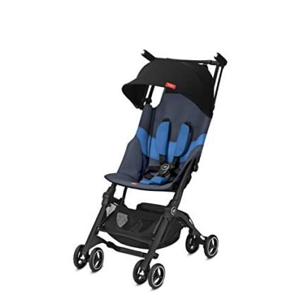 gb Pockit+ All-Terrain, Ultra Compact Lightweight Travel Stroller with Canopy and Reclining Seat in Night Blue, 10.6 pounds