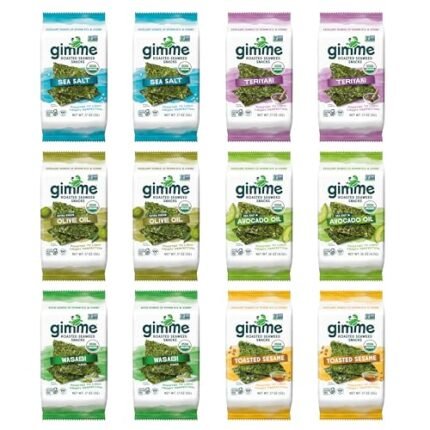 gimMe - 6 Flavor Variety Pack - 12 Count - Organic Roasted Seaweed Sheets - Keto, Vegan, Gluten Free - Great Source of Iodine & Omega 3’s - Healthy On-The-Go Snack for Kids & Adults