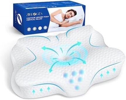 zibroges Cervical Memory Foam Pillow for Neck Shoulder Pain Relief Sleeping Supports Your Head, Ergonomic Contoured Orthopedic Cooling Bed Pillow for Side, Back and Stomach Sleepers