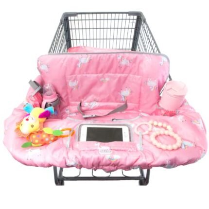 【Limited Model】Lumiere Baby Shopping Cart Covers for Baby Girl (Unicorn & Rainbow)，2-in-1 Baby Highchair Cover, Full Protection，Patented Roll-in Pouch，Universal Fit，Machine Washable