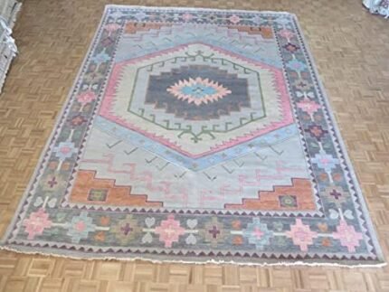 11'7 x 14'9 Hand Knotted Gray Geometric Turkish Oushak Oriental Rug G13409