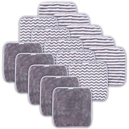 15 Pack Baby Washcloths - Super Soft Absorbent Wash Cloths for Boy and Girl, Newborn Essentials Baby Clothes, Gentle on Sensitive Skin for Face and Body, 10" by 10", Grey