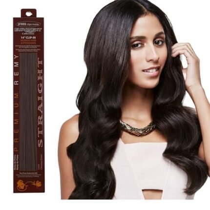 VALENTINES DAY SALE- EURONEXT Clip in hair extensions, 100% Remy human hair, 14 inches, Straight, Curly, 2 Espresso