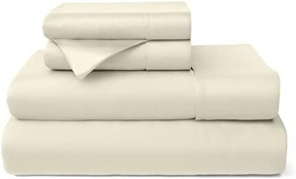 Cosy House Collection 100% Bamboo Viscose Bed Sheet Set - Luxury Rayon Derived from Bamboo - Cooling, Breathable, Silky Soft 4-Piece Deep Pocket Bedding Set (Full, Cream)