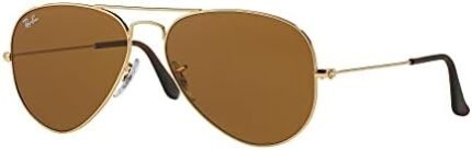 Ray-Ban RB3025 Metal Aviator Sunglasses + Vision Group Accessories Bundle for unisex-adult (Arista/Crystal Brown (001/33), 58)