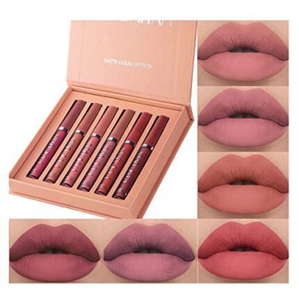 BestLand 6Pcs Matte Liquid Lipstick Makeup Set, Matte liquid Long-Lasting Wear Non-Stick Cup Not Fade Waterproof Lip Gloss (Set B)