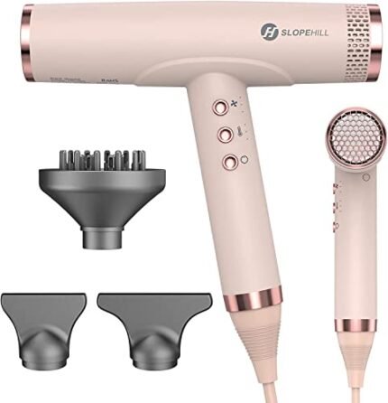 slopehill Hair Dryer, Blow Dryer, Professional Hair Dryer with Diffuser, Ionic Hair Dryers for Women, High Speed Hair Dryer for Salon Use (Pink)